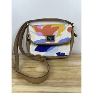 Fossil Preston Floral Print Canvas Crossbody Bag Cotton Canvas Expanding Gusset